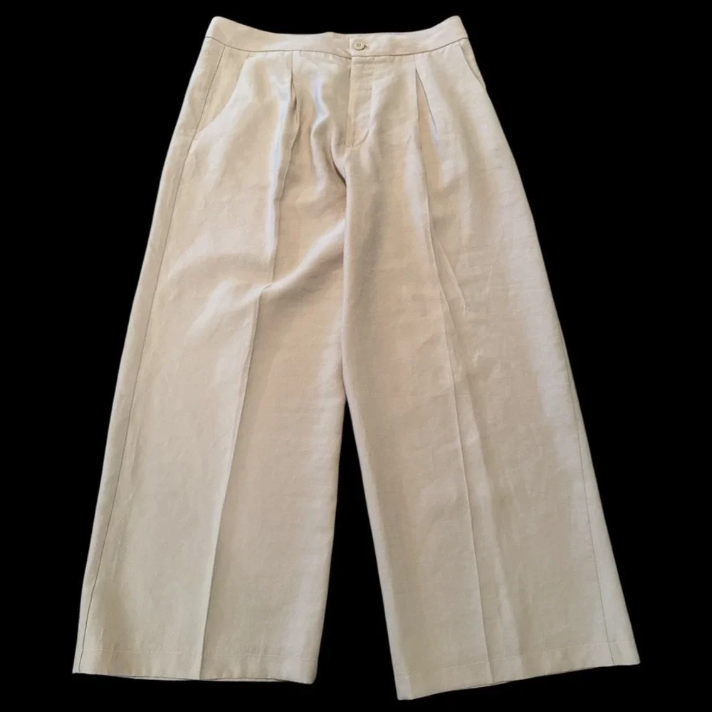 The Primark Edit Beige‎ Lyocell Blend Wide Leg Pleated Pants 12 Lightweight